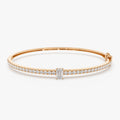 14K Solid Gold 1.05 CTW Emerald Cut and Round Diamond Bangle