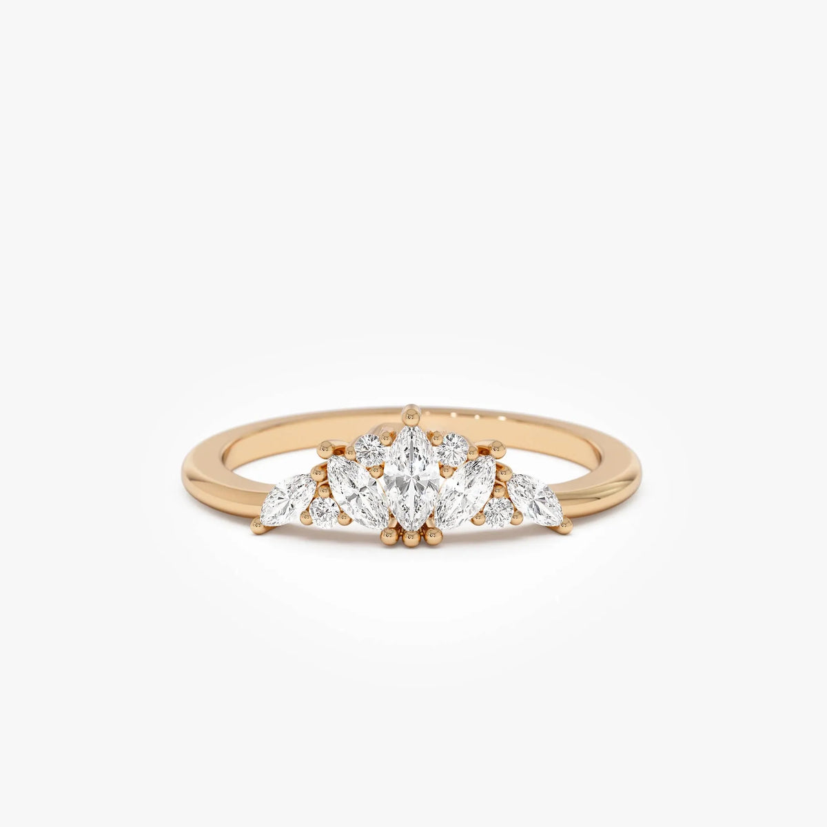 14k Solid Gold Marquise Diamond 0.30 Carat Stackable Band Ring