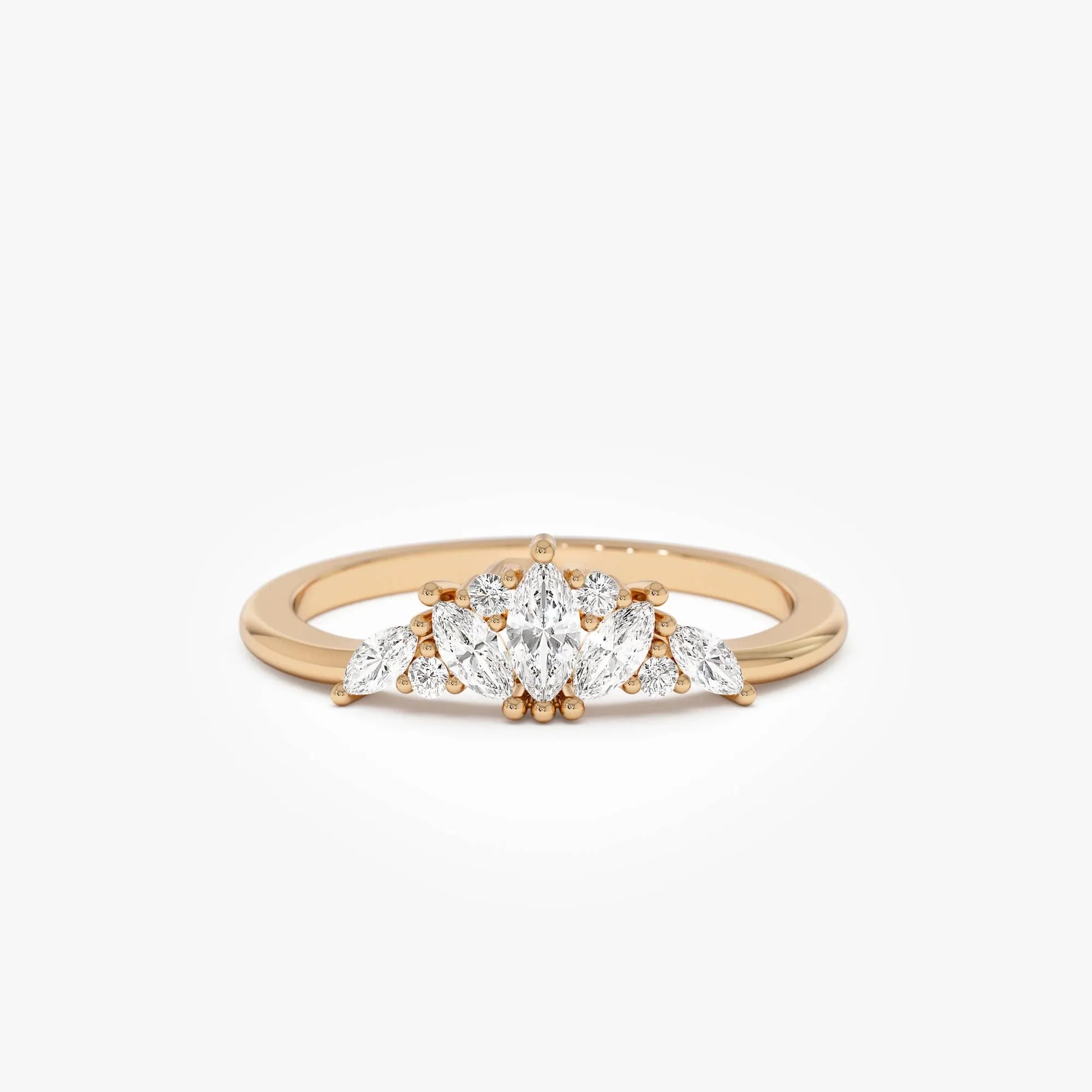 14k Solid Gold Marquise Diamond 0.30 Carat Stackable Band Ring