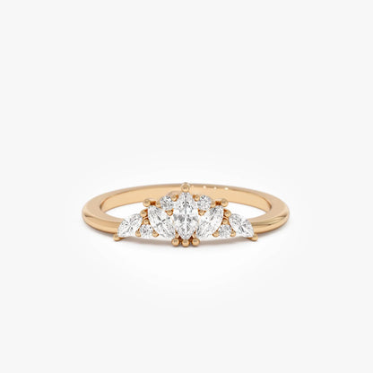 14k Solid Gold Marquise Diamond 0.30 Carat Stackable Band Ring