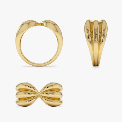 14k Solid Gold Bold Sculpted Dome Ring