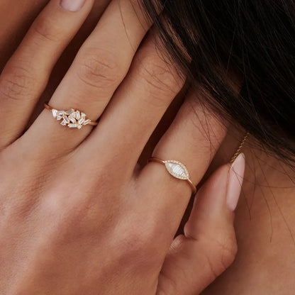 14K Gold Marquise Baguette and Round Diamond Ring 0.25 ctw