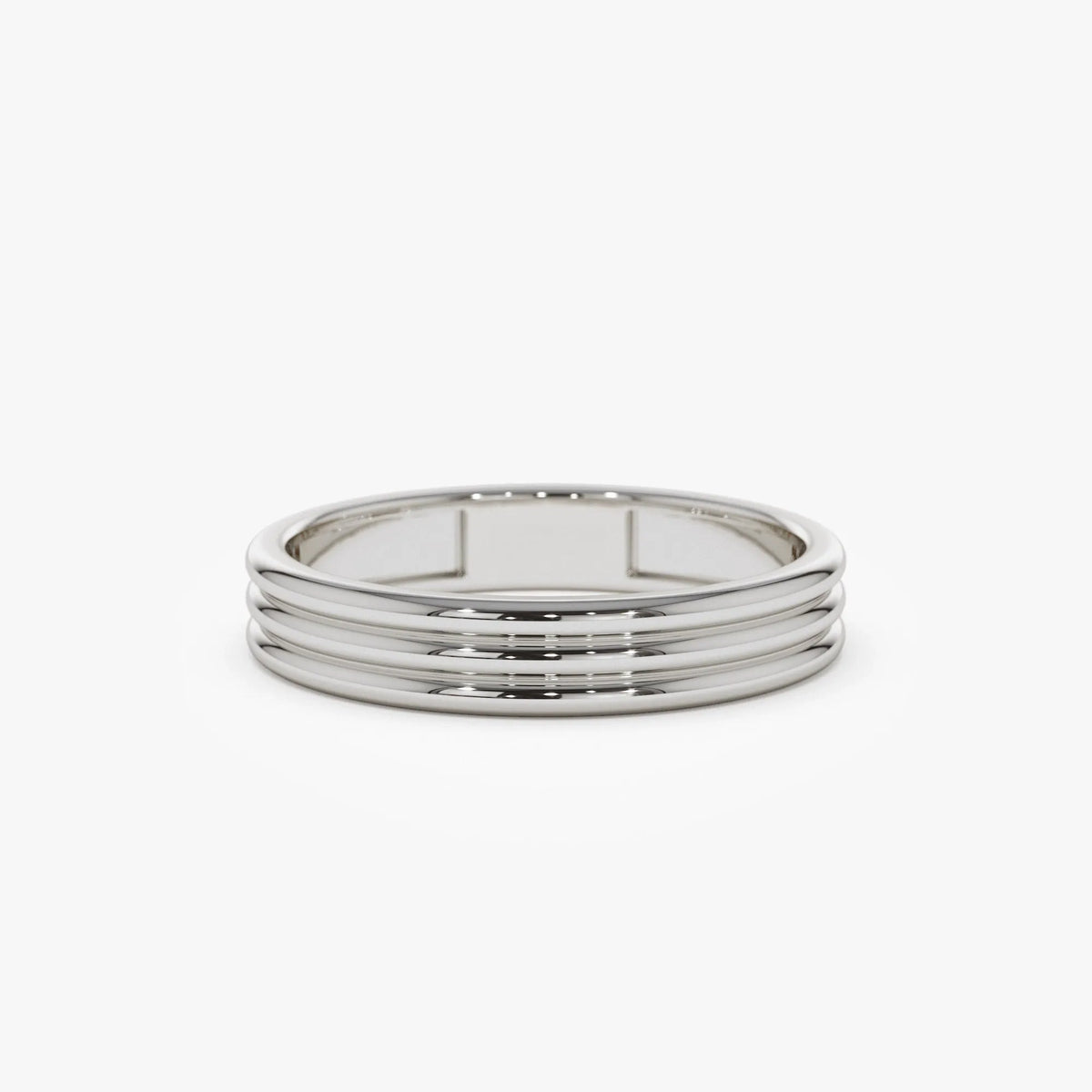 14k Solid Gold Multi Lined Wedding Band Ring