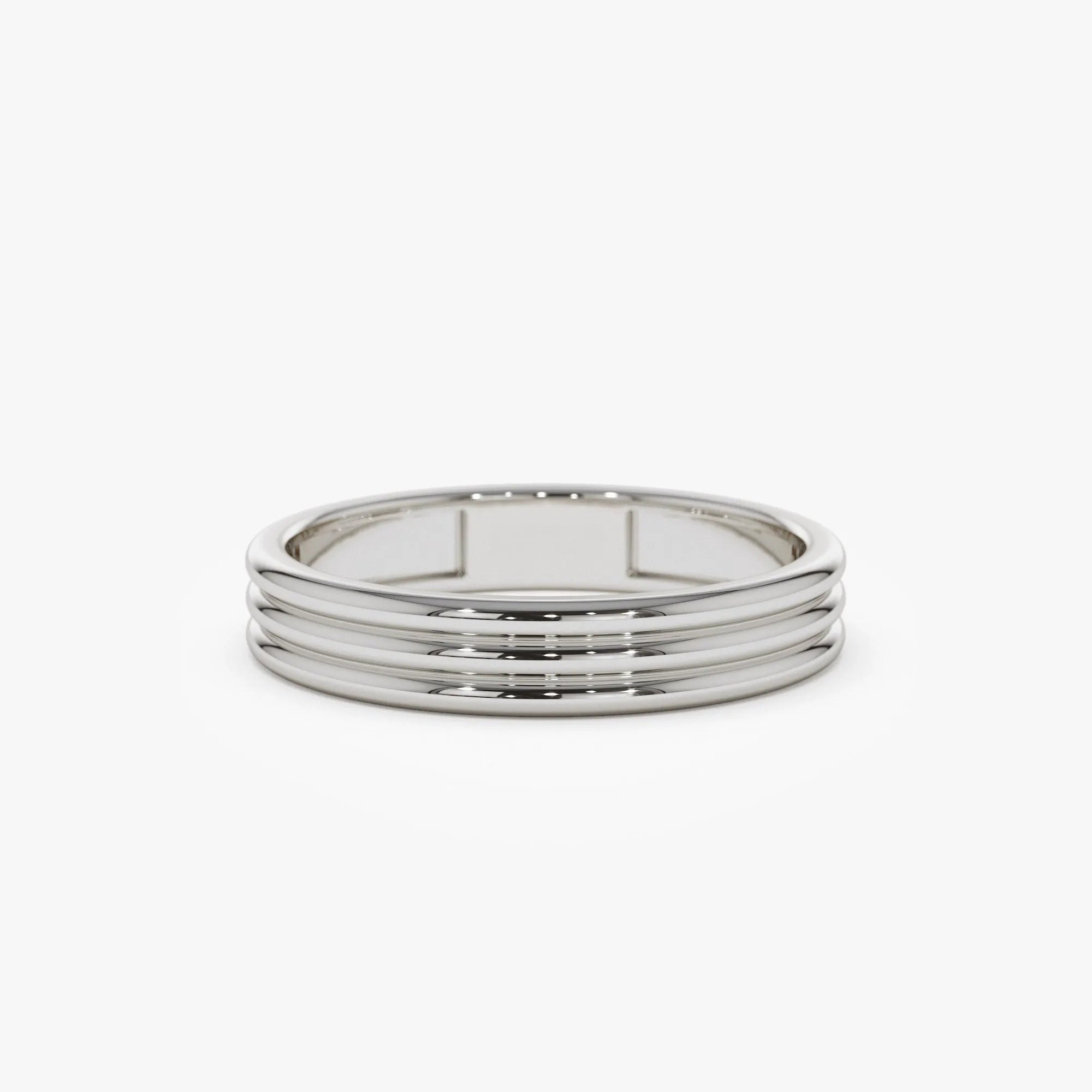 14k Solid Gold Multi Lined Wedding Band Ring