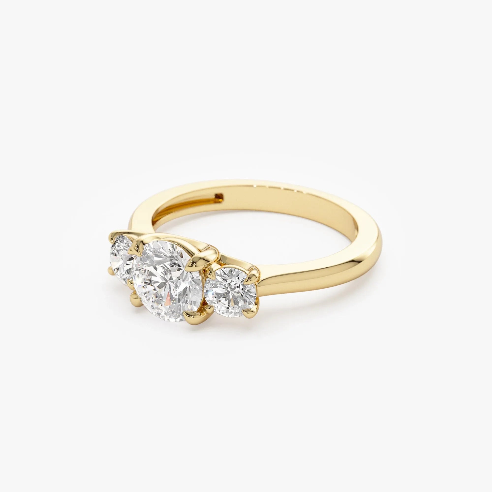 14k Gold 1.50 ctw Round Lab Grown Diamond Three Stone Engagement Ring
