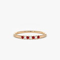 14k Gold Ruby and Diamond Round Cut Petite Ring 0.11 ctw