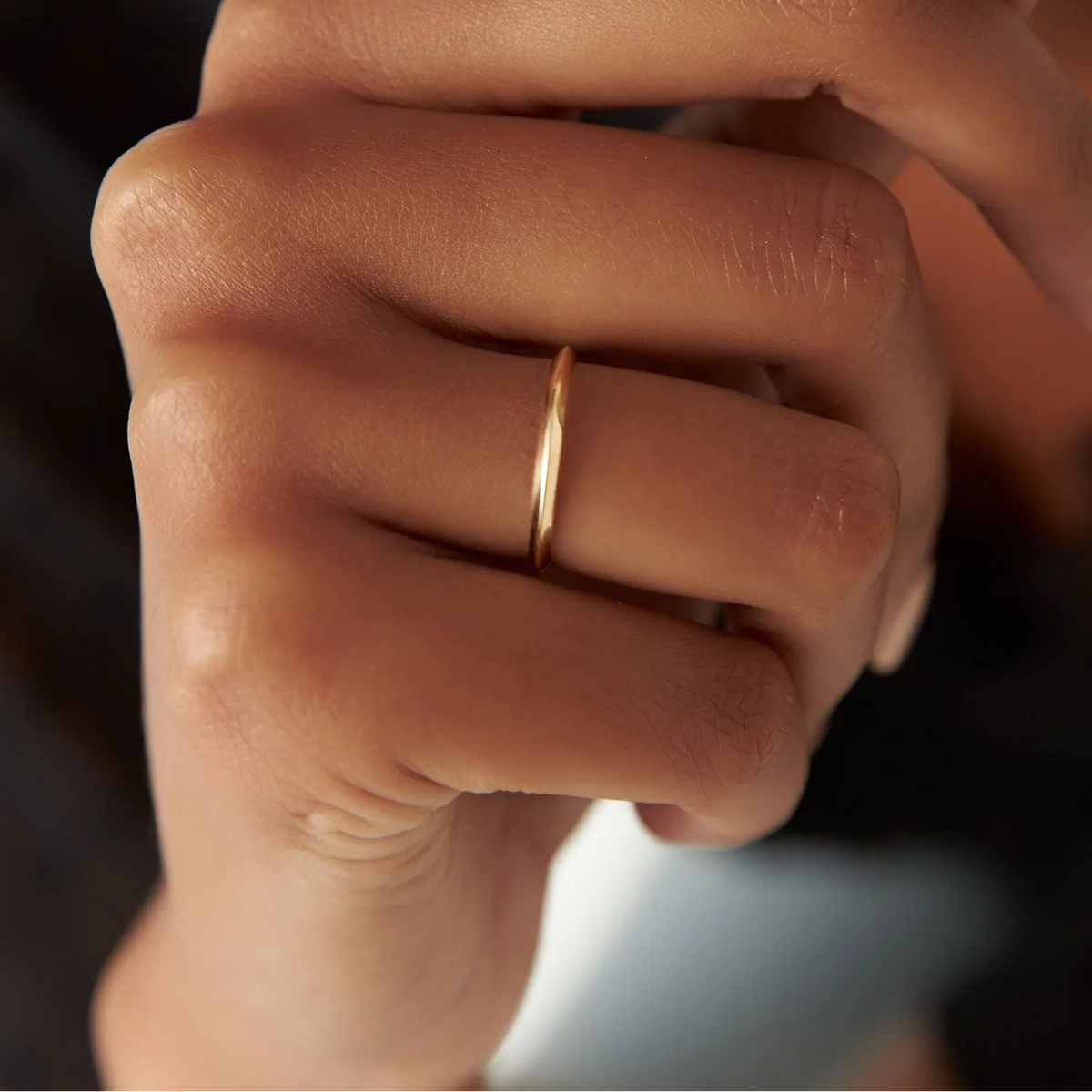 14k Gold Knife Edge Wedding Band Wide Plain Ring