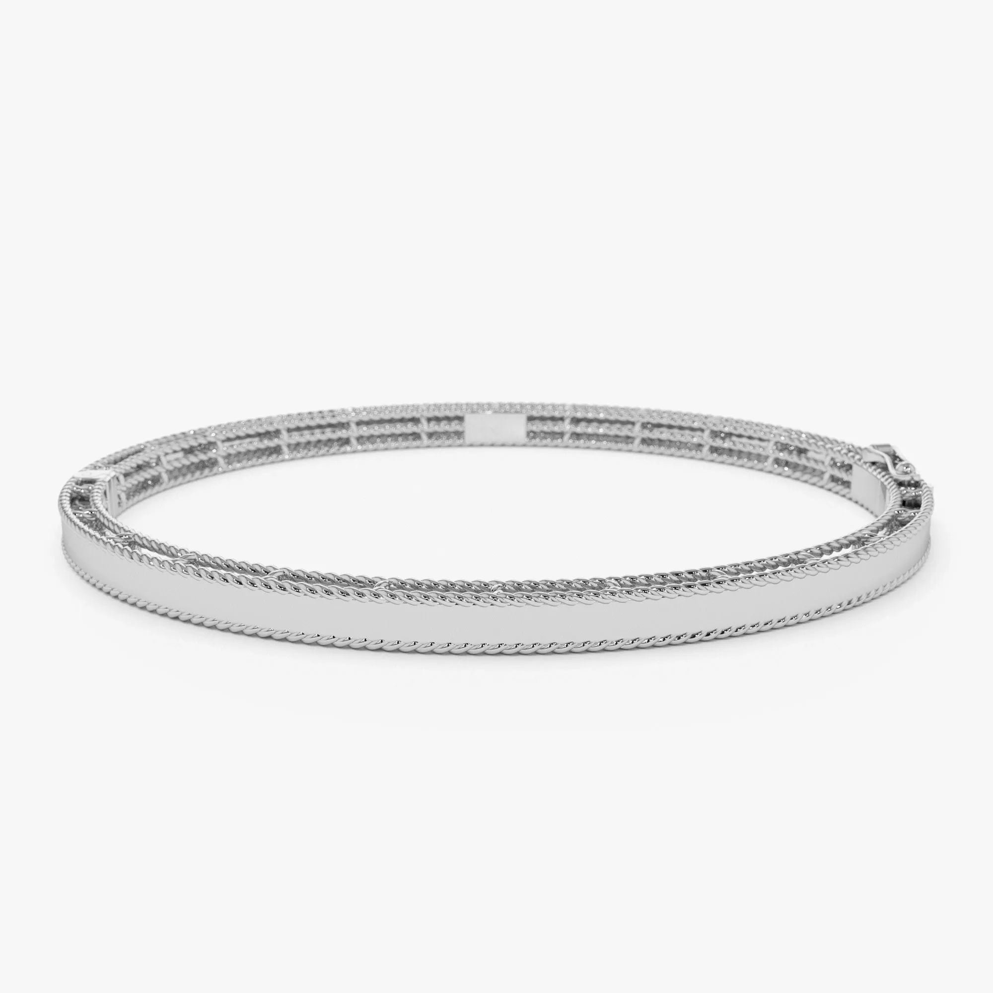 14K Solid Gold Wide Milgrain Edge Bangle Bracelet
