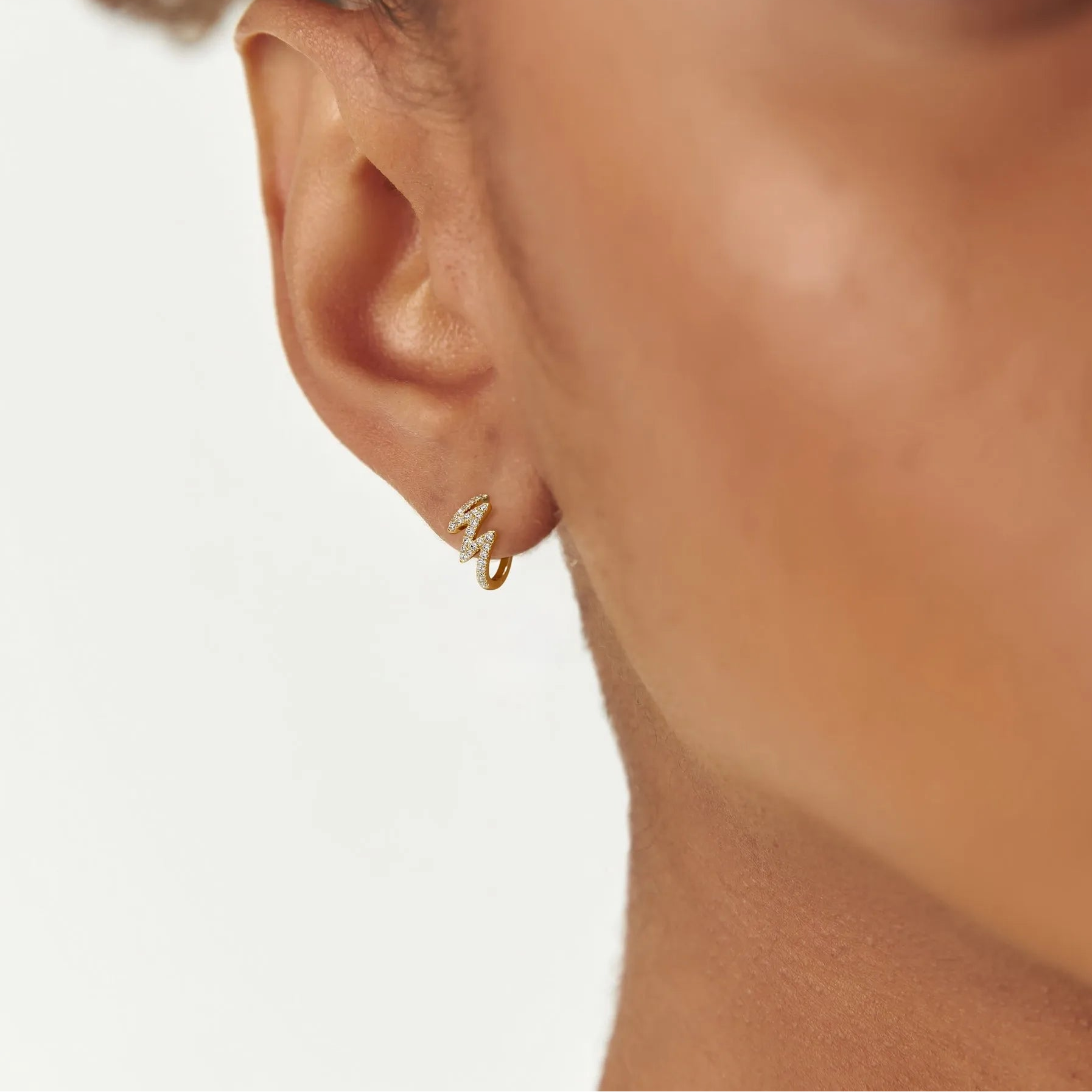 14k Gold Diamond Round Cut Modern Zigzag Wave Hoop Earrings 0.25 ctw