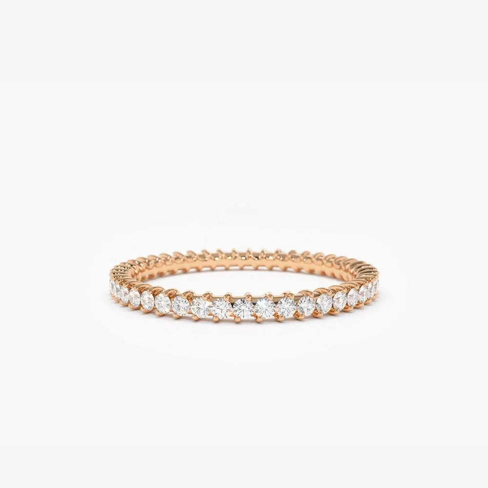 14k Gold Round Diamond Full Eternity Ring 0.75 CTW