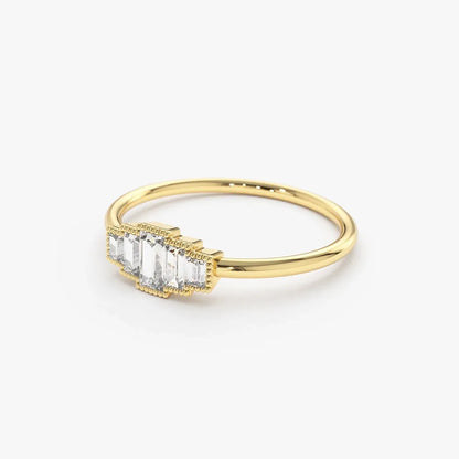 14K Gold Step Cut Baguette Diamond Channel Set Ring 0.38 Ctw