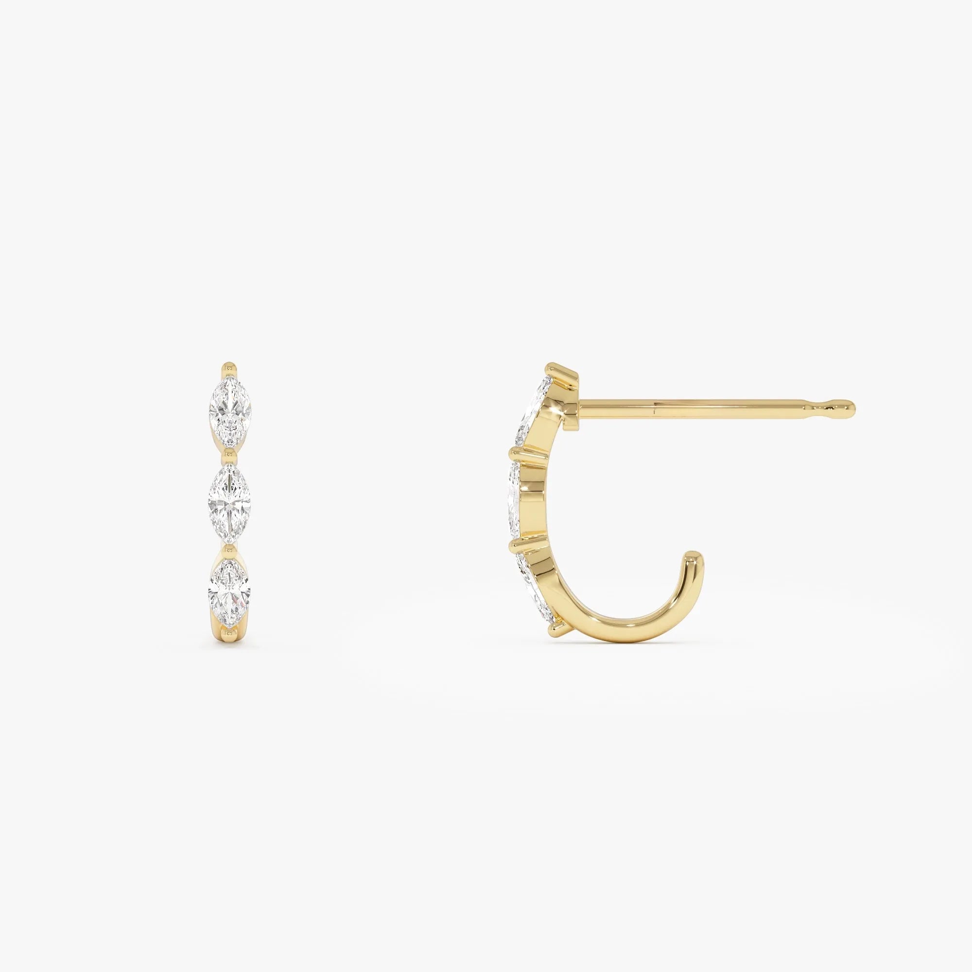 14k Gold Diamond Marquise Cut Open Hoop Earrings 0.45 ctw