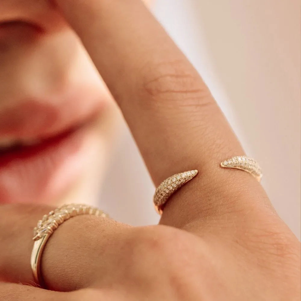 14k Gold Round Diamond 0.40ctw Micro-Pave Claw Ring