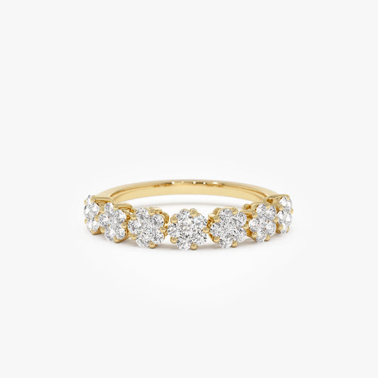 14K Solid Gold Round Diamond 0.50 Carat Illusion Setting Wedding Ring