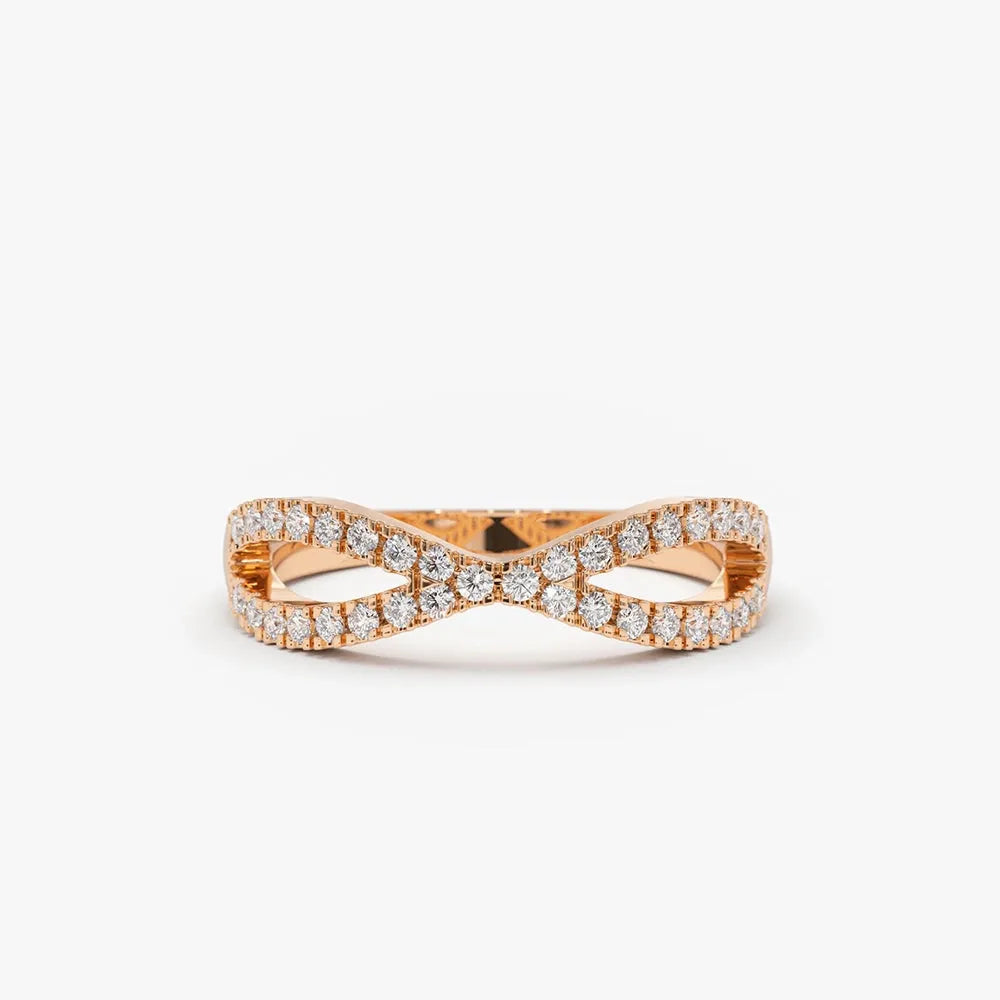 14K Solid Gold Round Diamond Eternity Micro Pave Wedding Band 0.22 Carat