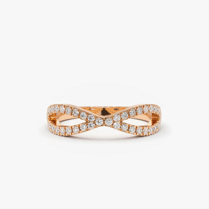 14K Solid Gold Round Diamond Eternity Micro Pave Wedding Band 0.22 Carat