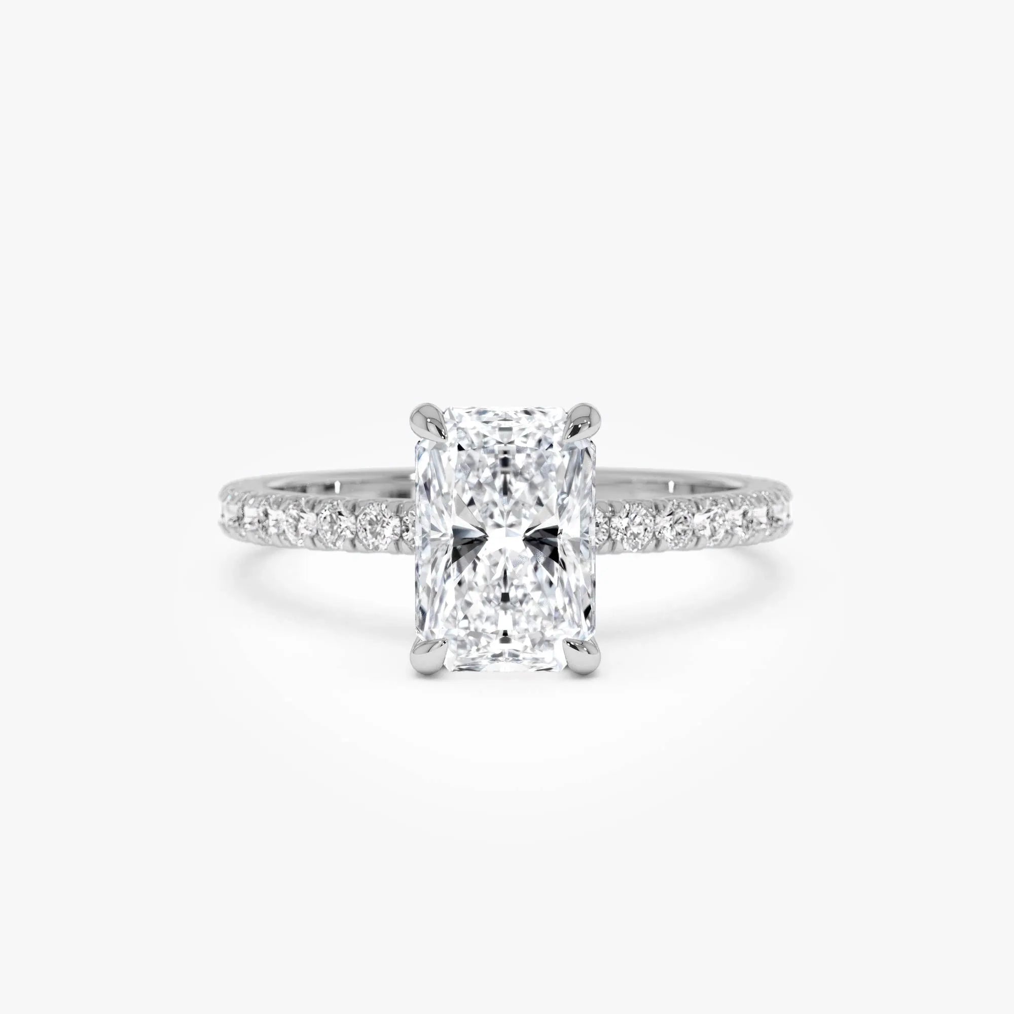 14k Gold Lab Grown Diamond Radiant Cut Ring Pavé Hidden Halo 2.45 CTW