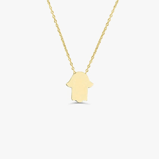 14k Solid Gold Tiny Hamsa Hand Charm Pendant Necklace