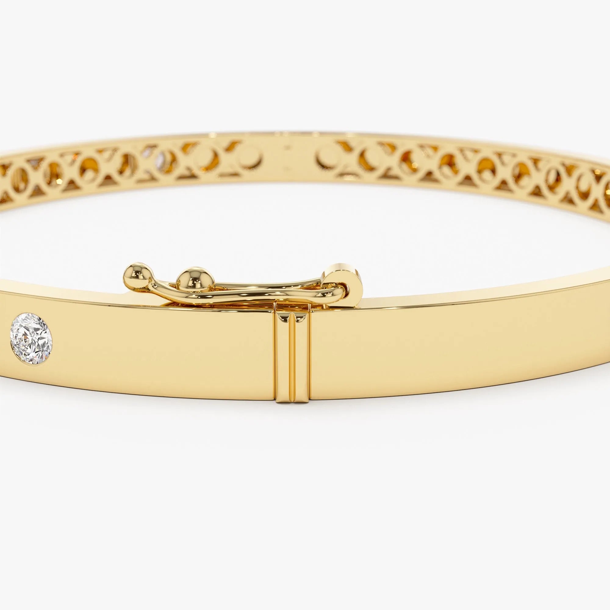 14K Solid Gold 0.55 CTW Round Diamond 7 Stone Bangle
