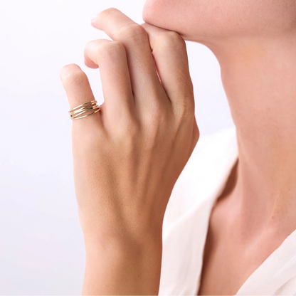 14k Gold Multi Intertwine Crossover Statement Ring Wide Band