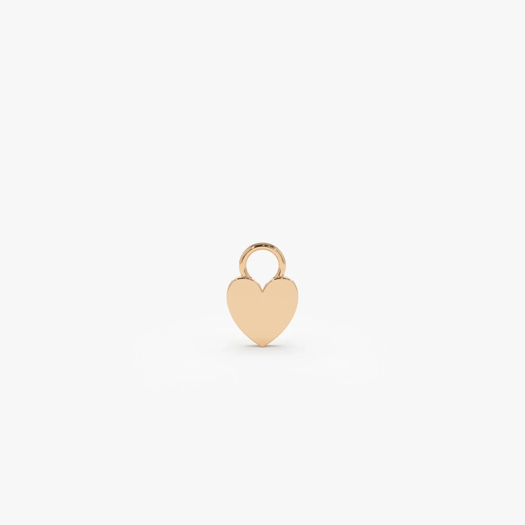14k Solid Gold Flat Heart Shaped Charm for Hoop Earrings