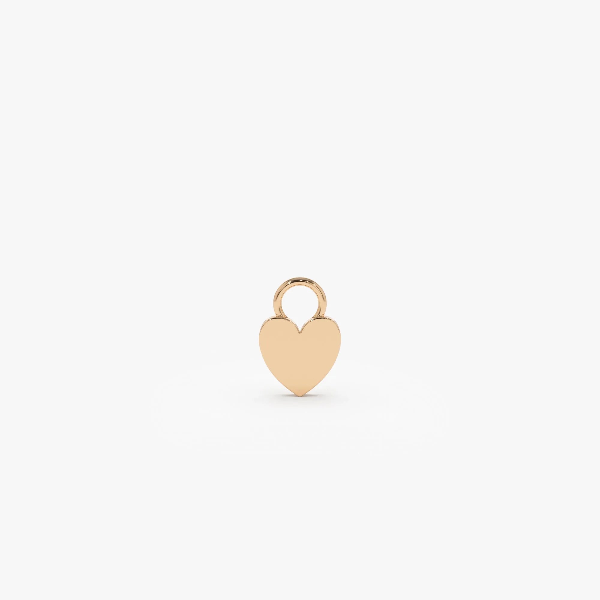 14k Solid Gold Flat Heart Shaped Charm for Hoop Earrings