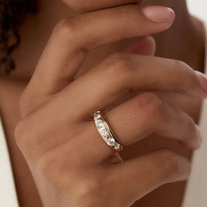 14K Solid Gold Round Diamond 0.90 Carat Dome Chunky Statement Ring