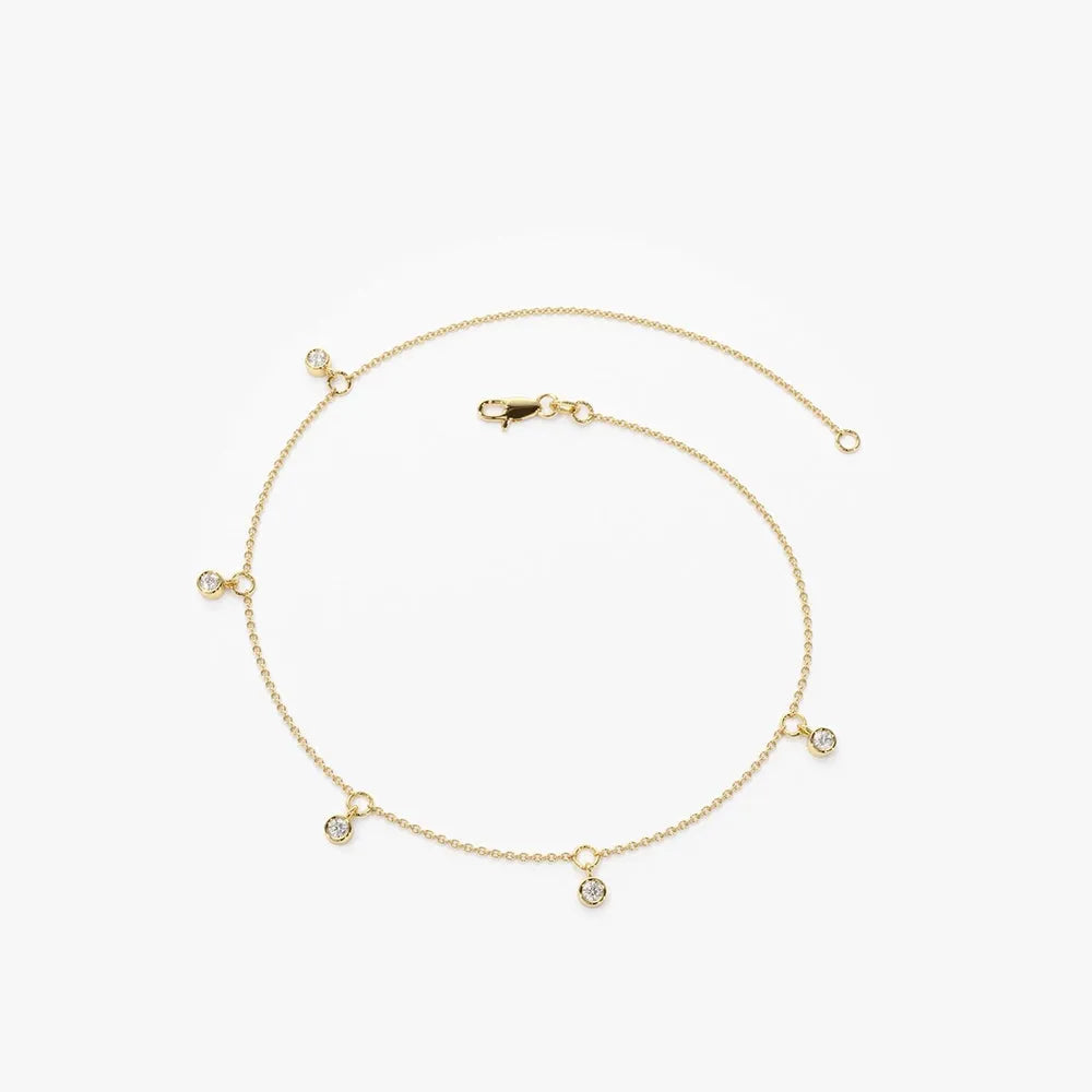 Elegant 14K Gold Diamond by The Yard Dangling Solitaire Bracelet