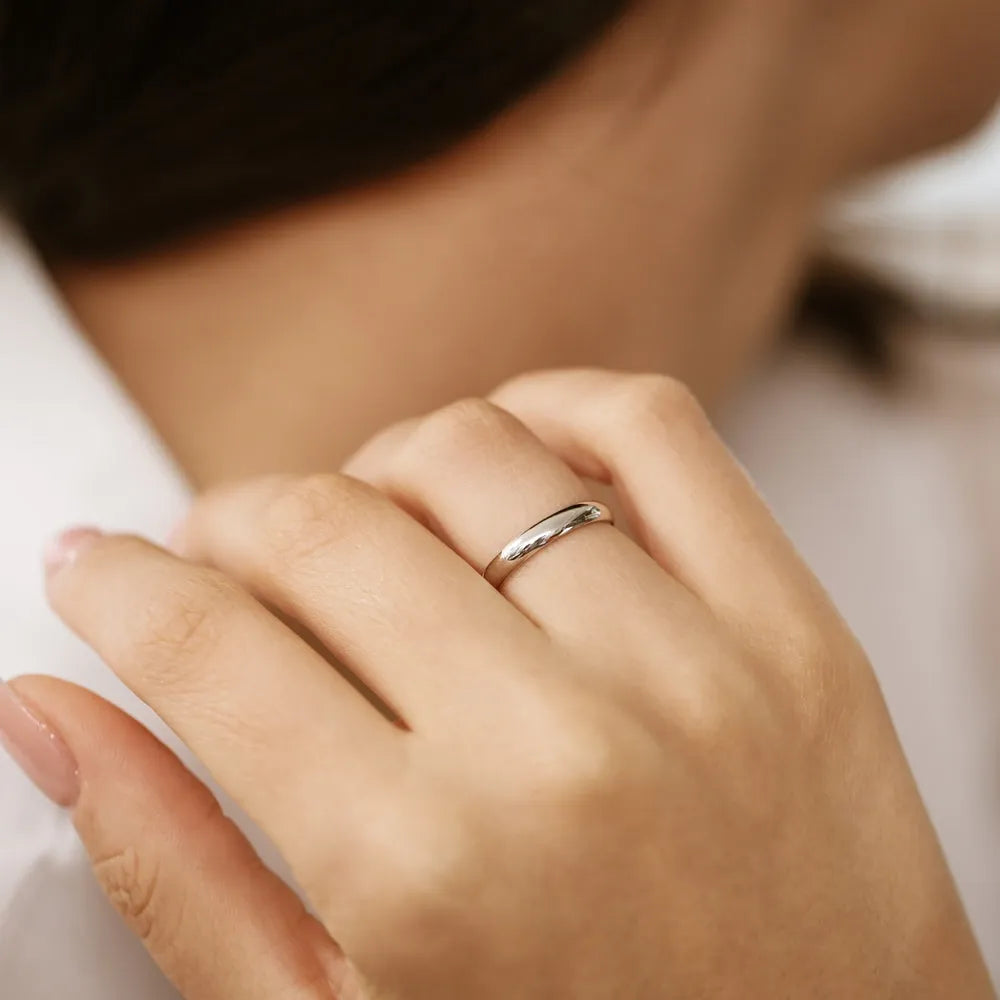 Solid Platinum 3mm Dome Handmade Wedding Band Ring