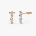 14k Gold Diamond Marquise and Round Cut Alternating Stud Earrings 0.27 ctw