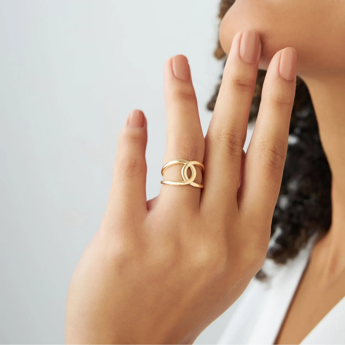 14k Solid Gold Infinity Knot Wide Statement Ring