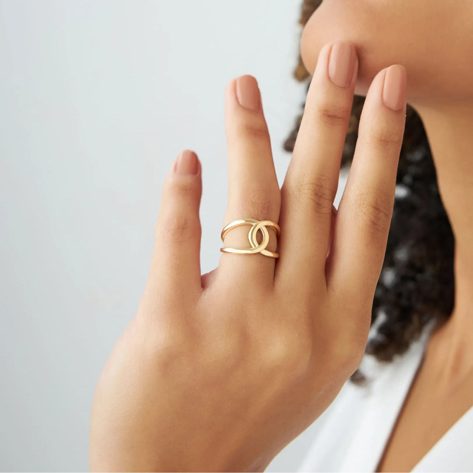 14k Solid Gold Infinity Knot Wide Statement Ring