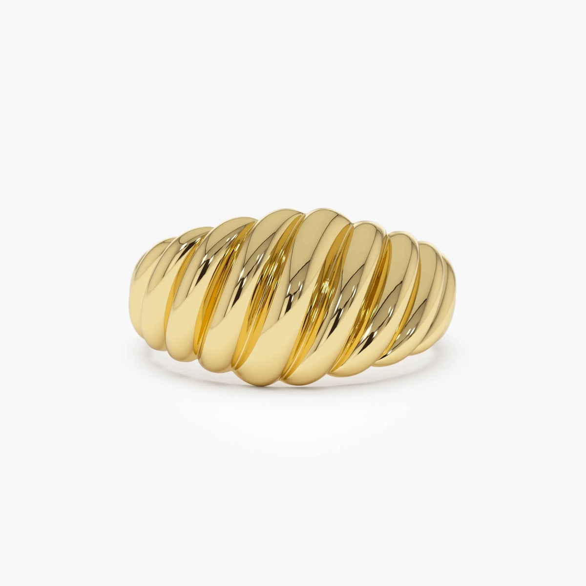 14k Gold Swirl Dome Bold Statement Ring Wide Graduated Band
