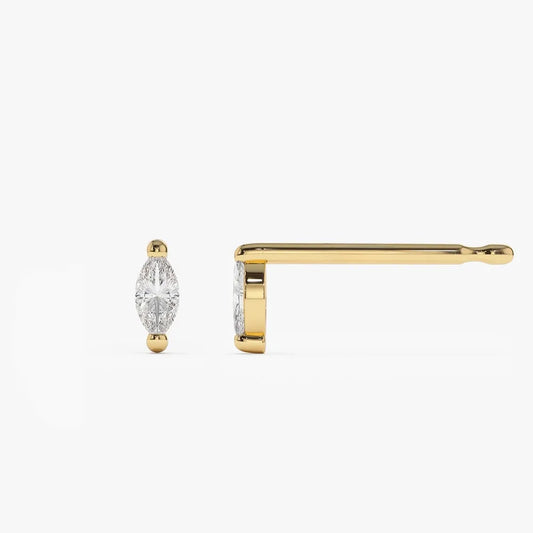 14k Gold Diamond Marquise Cut Mini Stud Earrings 0.145 ctw