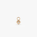 14k Gold Diamond Starburst Hoop Earring Charm 0.03 ctw