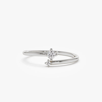 14k Gold Diamond Round Cut Duo Two-Stone Ring 0.10 ctw