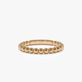 14k Solid Gold Beaded Stackable Band Ring 2.0mm Width