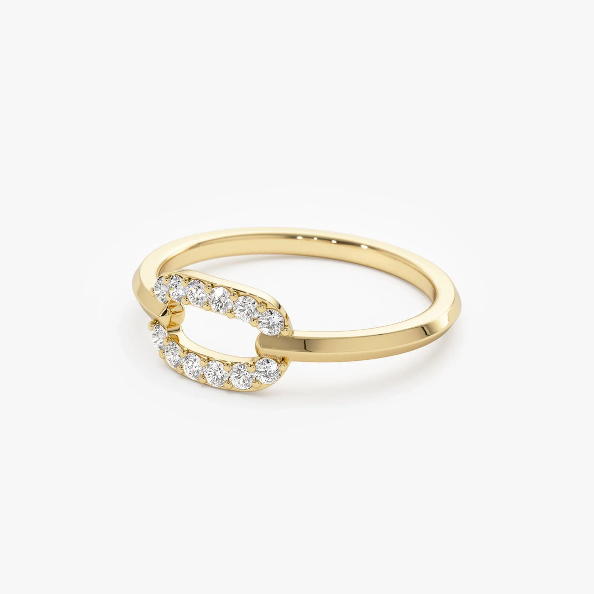 14k Solid Gold Round Diamond Single Link Prong Set Ring 0.19 Carat