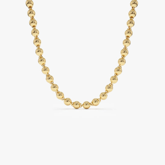 14k Solid Gold Round Bead Ball Necklace
