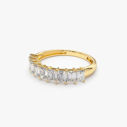 14k Gold 1.01 CTW Emerald Cut Diamond Prong Set Wedding Band