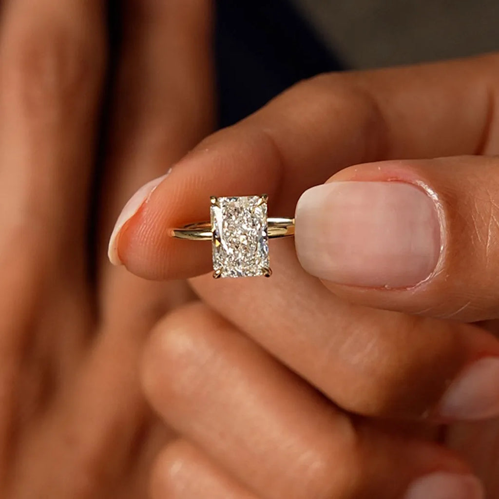 14k Gold Lab Grown Diamond 2.00 Carat Radiant Cut Prong Setting Engagement Ring Corinne