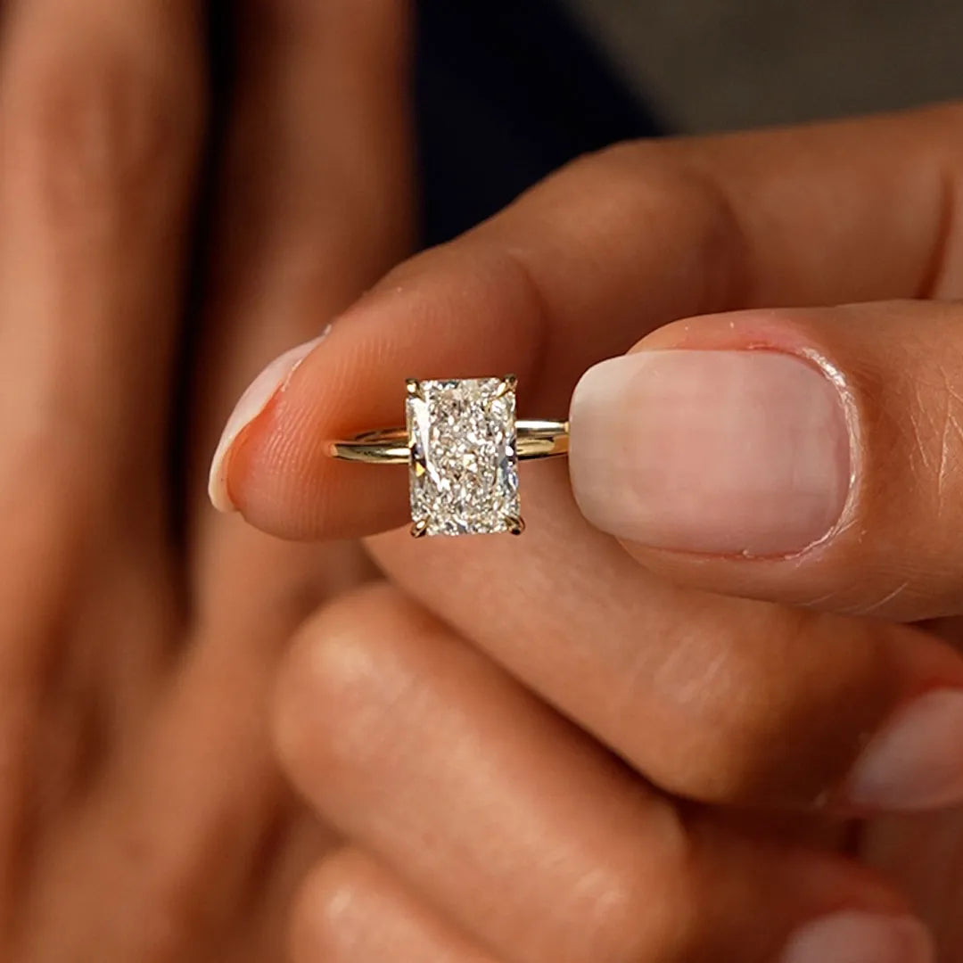 14k Gold Lab Grown Diamond 2.00 Carat Radiant Cut Prong Setting Engagement Ring Corinne