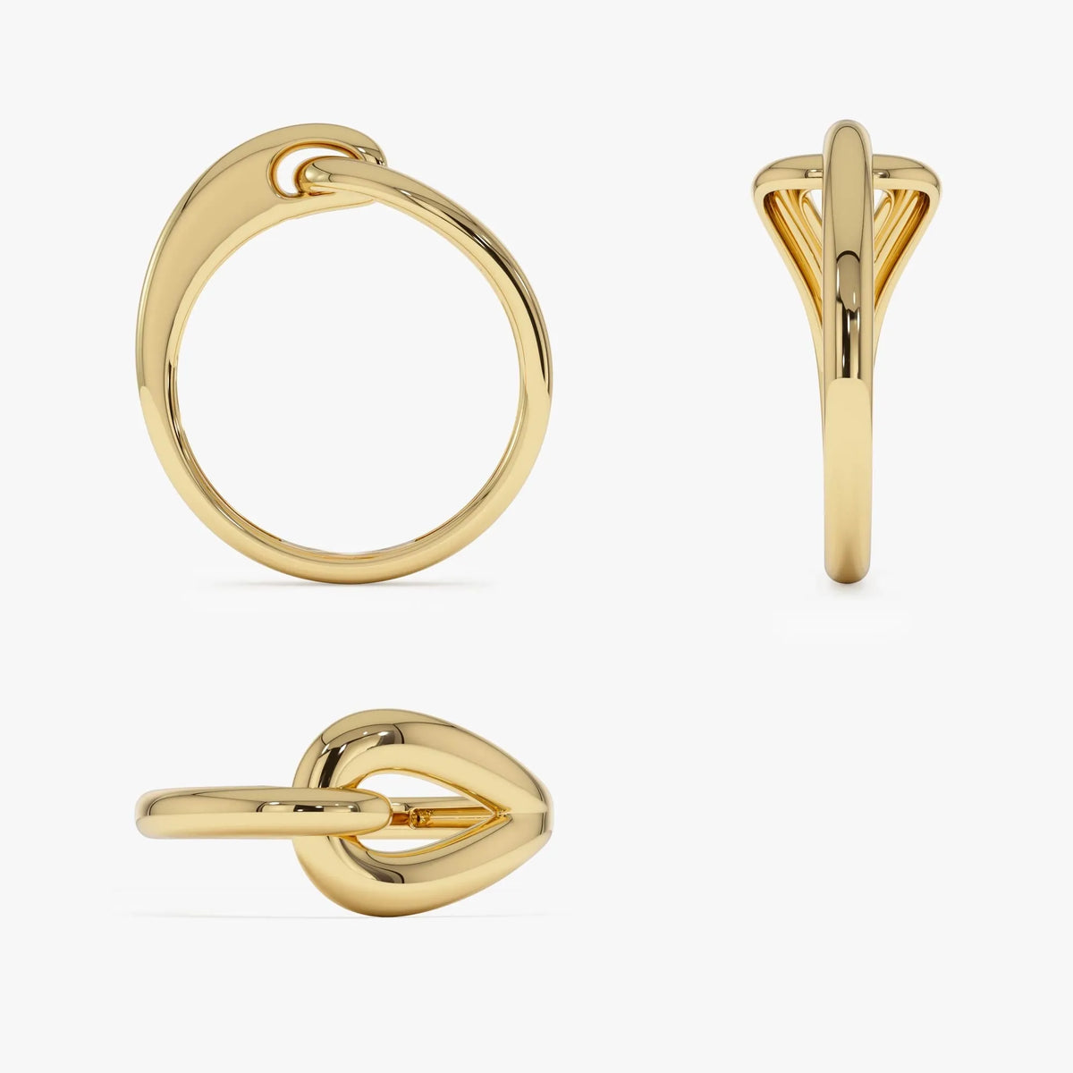 14k Gold Modern Knot Ring Wide Graduated Statement Band