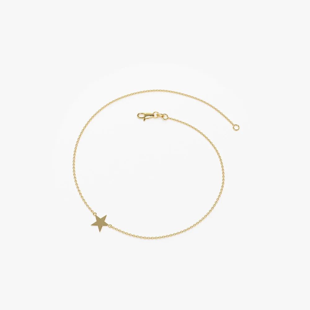 14k Gold Lucky Star Charm Bracelet with Pendant