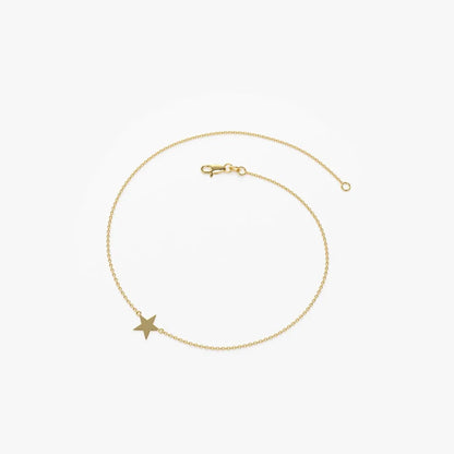 14k Gold Lucky Star Charm Bracelet with Pendant