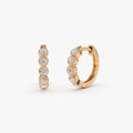 14k Gold Diamond Round Cut Bezel Setting Huggie Earrings 0.30 ctw