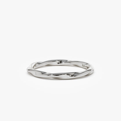 14k Solid Gold Wavy Stackable Promise Ring Band