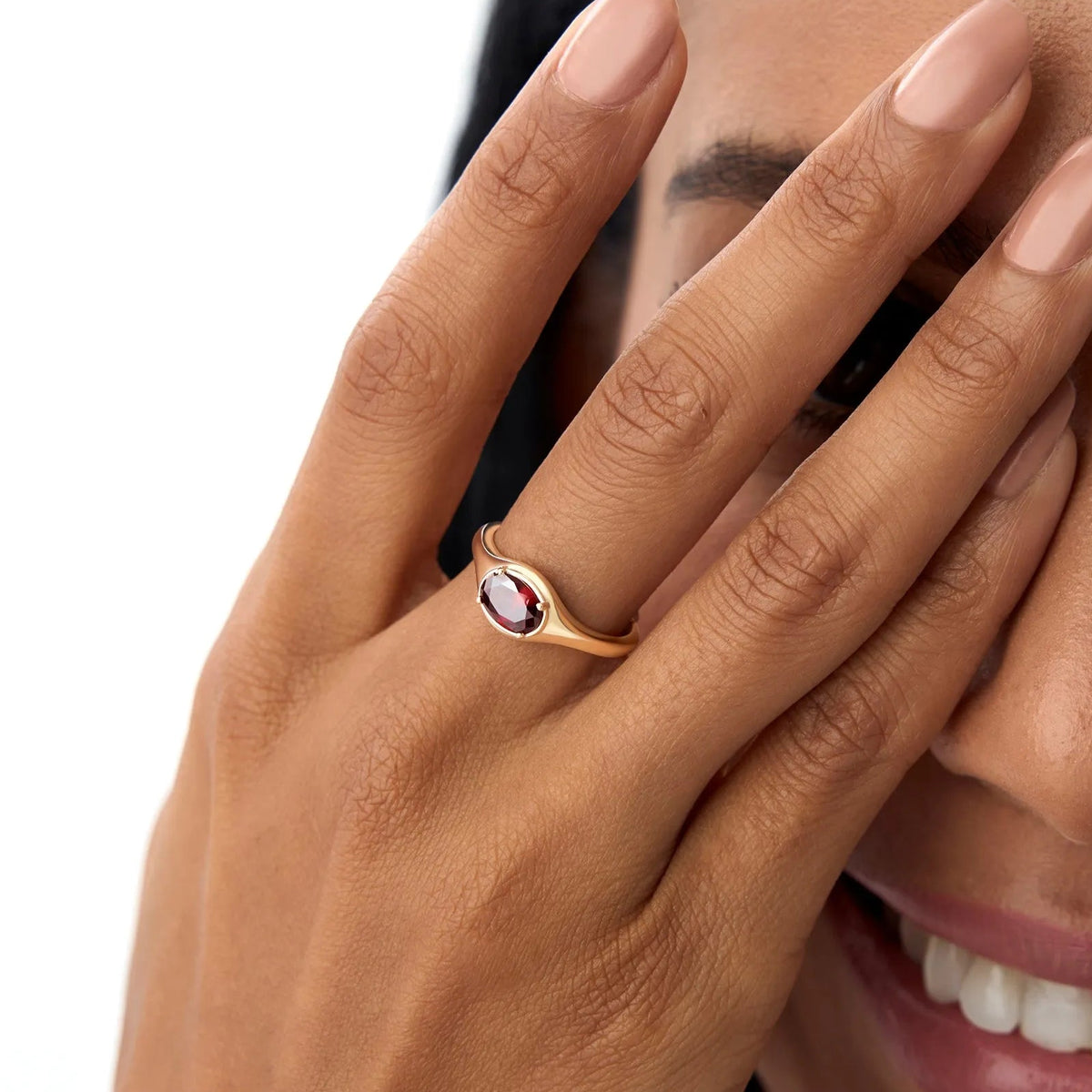 14K Solid Gold Oval Cut Garnet 1.00 Carat Prong Setting Ring