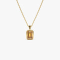14k Solid Gold Citrine Emerald Cut Vertical Pendant 0.95 Carat Bezel Setting