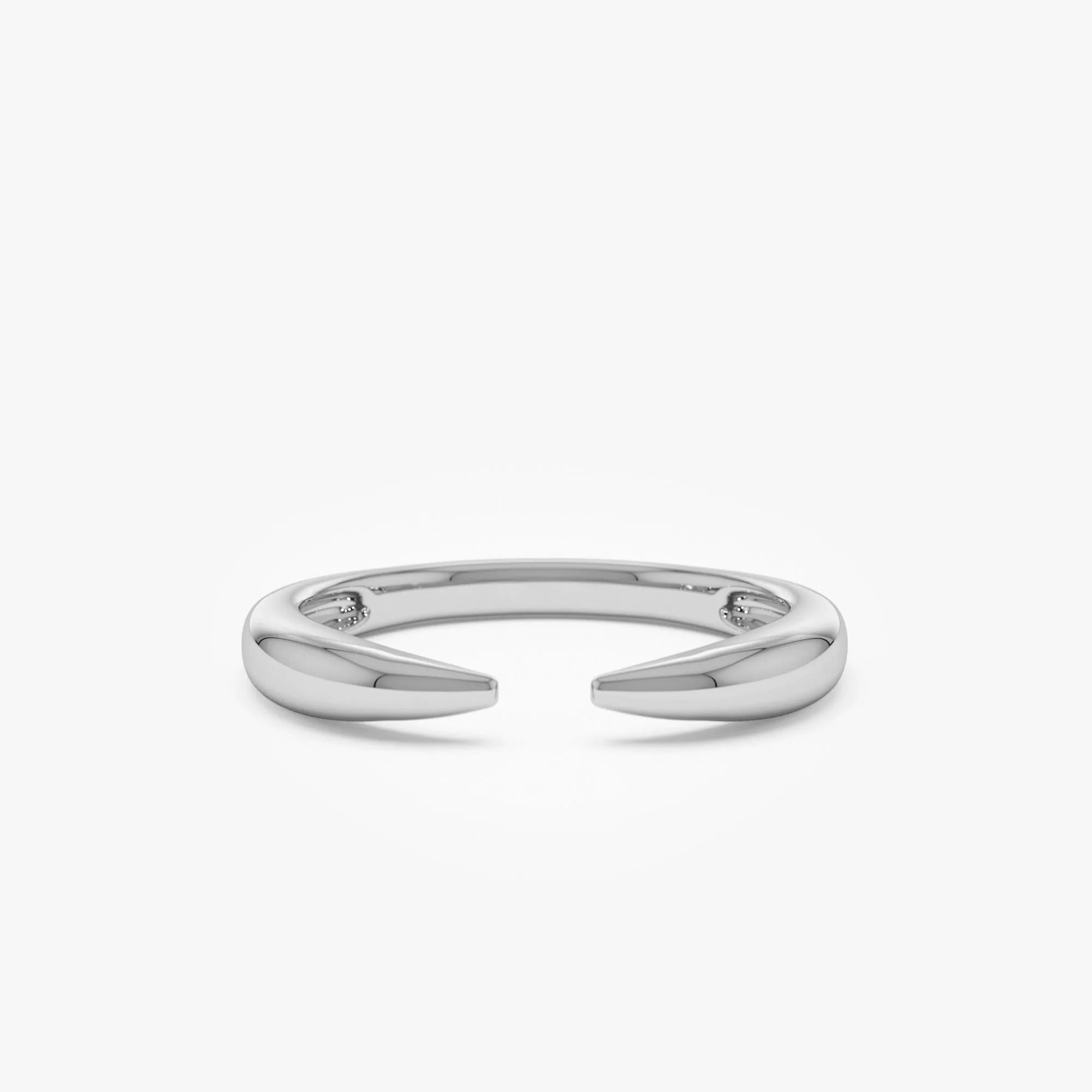 14k Solid Gold Open Claw Cuff Ring 3mm Minimalist Stackable Band